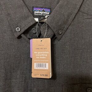 Mens Patagonia Vjosa River Pima Cotton Shirt L Forge Grey NWT